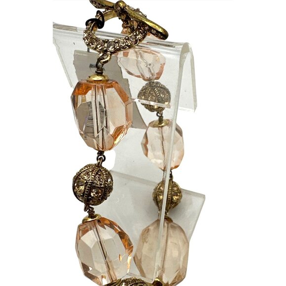 Vintage Timeless Elegance Monet Bracelet Pink Bead Faceted Translucent Romantic - Picture 3 of 8